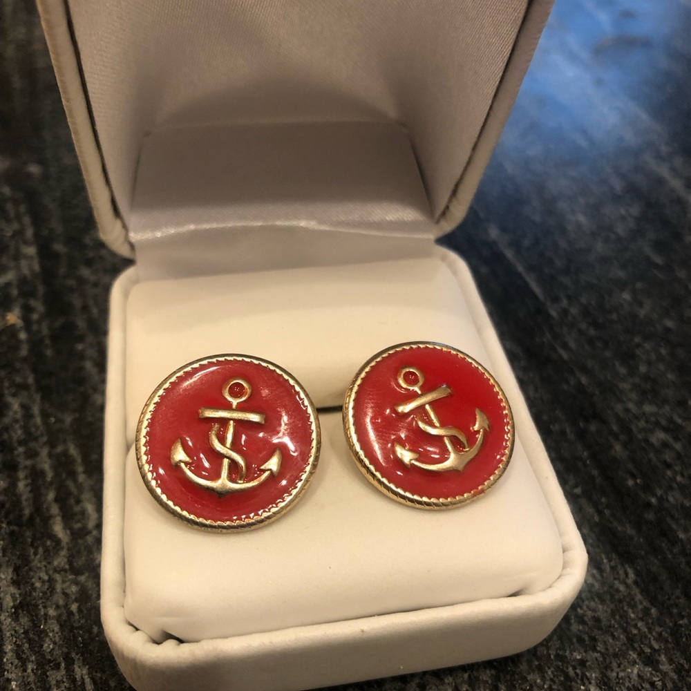 Kate Spade Red Enamel Anchor Earrings